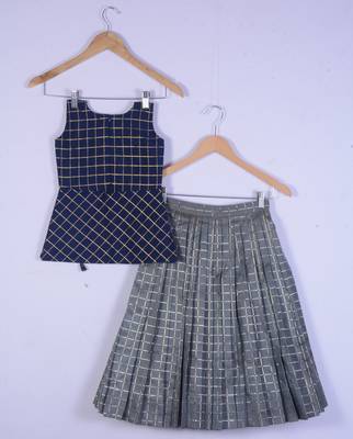 Girl Blue With Grey Lahenga Choli Set 2