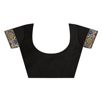 Black woven banarasi silk saree with blouse 3