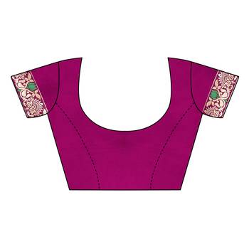 Magenta woven banarasi silk saree with blouse 4