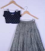 Girl Blue And Grey Lahenga Choli Set