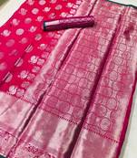 Women'S Designer Magenta Banarasi Kanjivaram Saree With Designer Blouse