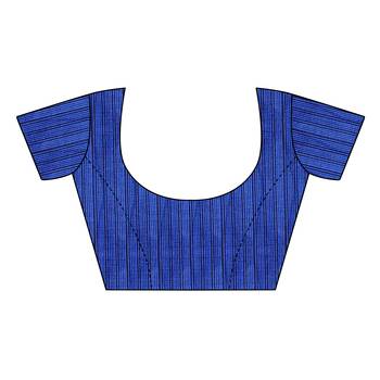 Dark blue printed khadi saree with blouse 4