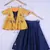 Girl Yellow Amd Blue Cotton Silk Lahenga Choli Set