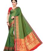 Green Woven Poly Silk Saree With Blouse