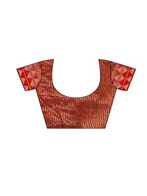 Navy blue woven cotton silk saree with blouse 5