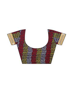 Navy blue printed georgette saree with blouse 5