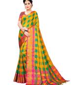 Mustard Woven Cotton Silk Saree With Blouse