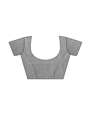 Grey Woven Cotton Silk Saree With Blouse 5