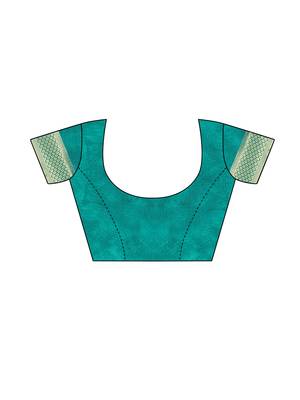 Turquoise Woven Poly Silk Saree With Blouse 5