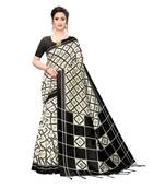Black printed khadi saree with blouse
