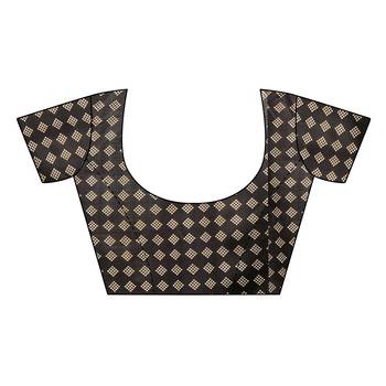 Black printed khadi saree with blouse 5