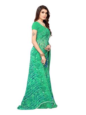 Green Printed Georgette Saree With Blouse 3