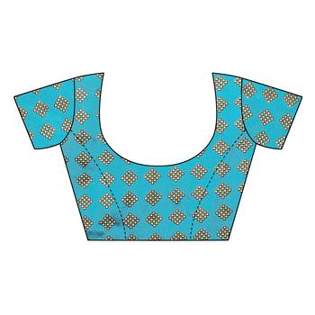 Blue printed khadi saree with blouse 5