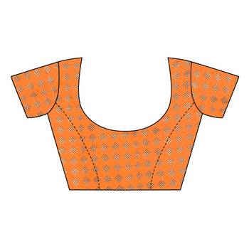 Orange printed khadi saree with blouse 5