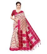 Pink printed khadi saree with blouse