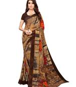 Beige Printed Georgette Saree With Blouse