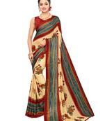 Beige Printed Georgette Saree With Blouse