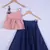 Kids Pink Top And Blue Lahenga Choli For Girl