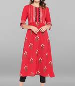 Janasya Pink printed crepe ethnic kurtis