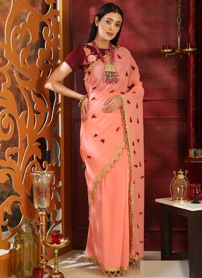 Pink Brasso Georgette Saree With Blouse 1