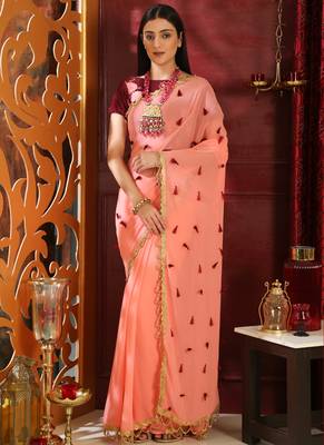 Pink Brasso Georgette Saree With Blouse 2