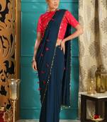 Blue Brasso Georgette Saree With Blouse