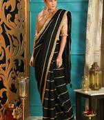 Black Brasso Silk Saree With Blouse