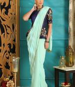 Blue Brasso Georgette Saree With Blouse