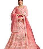 Pink embroidered silk semi stitched lehenga