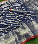 Women'S Designer Blue Banarasi Kanjivaram Saree With Designer Blouse