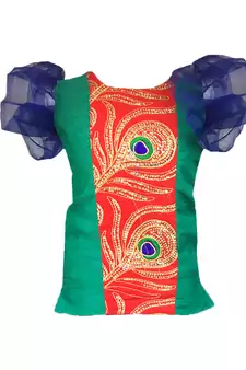  Parrot Green Blue Baby gilrl Lehenga choli,.FULLY STITCHED.