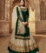 Green embroidered faux georgette Sharara suit