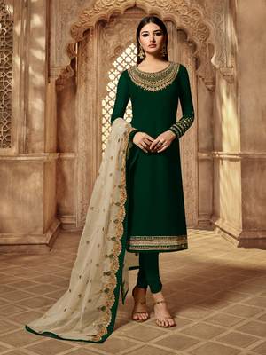 Green embroidered faux georgette Sharara suit 2