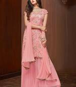 Pink moti net salwar