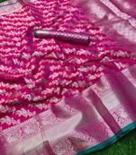 Women'S Designer Magenta Banarasi Kanjivaram Saree With Designer Blouse