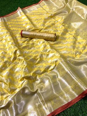 Women'S Designer  Banarasi Kanjivaram Saree With Designer Blouse 1