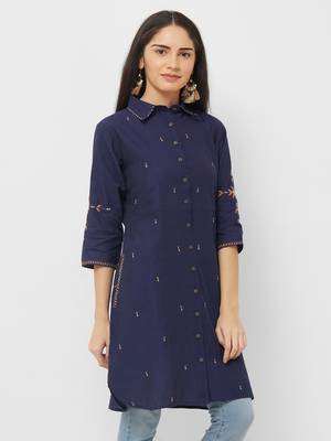 Blue printed cotton ethnic-kurtis 3