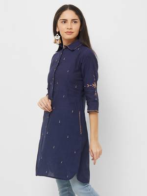 Blue printed cotton ethnic-kurtis 4
