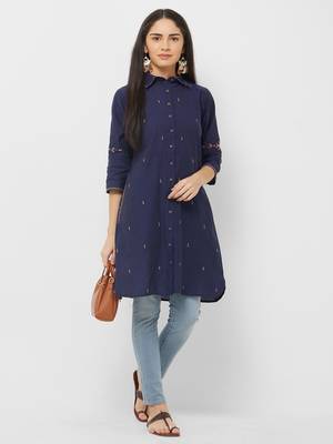 Blue printed cotton ethnic-kurtis 5