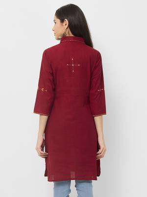 Maroon printed cotton ethnic-kurtis 2