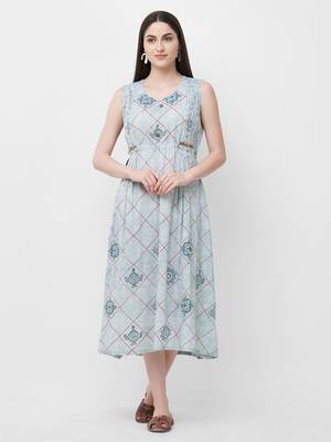 Grey printed rayon ethnic-kurtis 1
