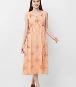 Peach printed rayon ethnic-kurtis