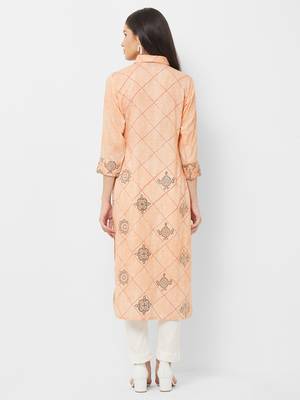 Peach printed rayon ethnic-kurtis 2