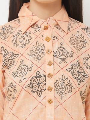 Peach printed rayon ethnic-kurtis 5