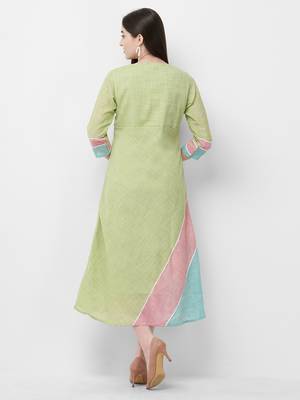 Green printed linen ethnic-kurtis 2