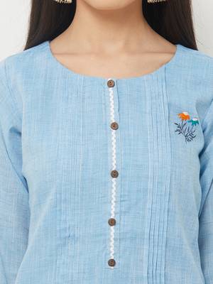 Blue printed linen ethnic-kurtis 5
