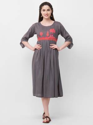Grey embroidered rayon ethnic-kurtis 1
