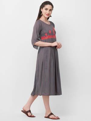 Grey embroidered rayon ethnic-kurtis 3