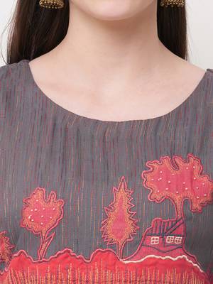 Grey embroidered rayon ethnic-kurtis 5