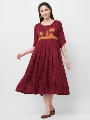 Red embroidered rayon ethnic-kurtis 1
